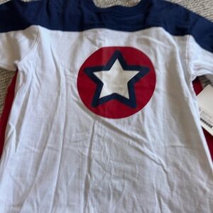 Superhero NEW Patriotic Stars and Stripes shirt with attached cape